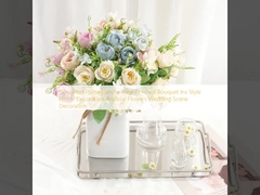 सिमुलेटेड अनार गुलाब समाप्त गुलदस्ता Ins शैली गृह सजावट कृत्रिम फूल शादी के दृश्य सजावट