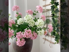 3 सिर का लकड़ी का कढ़ाई गेंद अनुकरण फूल नकली फूल घर सजावट मुलायम सजावट शादी