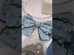 कंद किनारा/सीधा किनारा एक तरफा छोटा पुष्प अनुकरण डेनिम रिबन