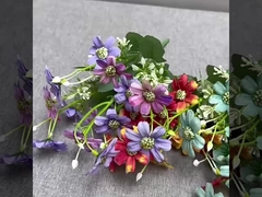 सिमुलेटेड 15 हेड कोटिंग हैप्पी गुलदाउदी छोटा हैंडल बंडल रेशम फूल घर होटल शादी फोटो