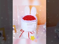 Qixi महोत्सव फूल व्यवस्था गुलदस्ता, मातृ दिवस उपहार, प्यारा खरगोश कान, कृत्रिम फूल, s