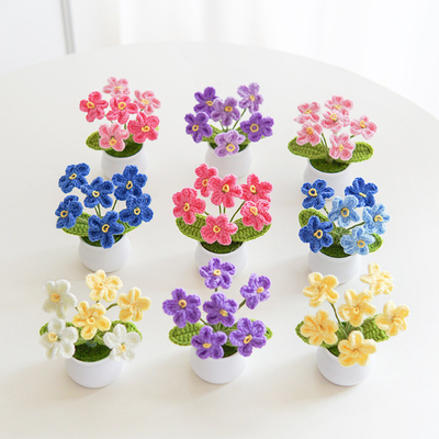 अच्छी कीमत Myosotis Forget-Me-Not कृत्रिम फूल पॉट प्लांट हस्तनिर्मित घर सजावट बुना हुआ यार्न व्यवस्था रचनात्मक उपहार 5.5x10 सेमी ऑनलाइन