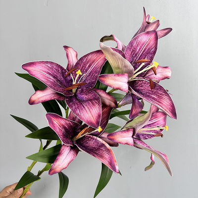 अच्छी कीमत यूरोपीय शैली का रेट्रो सिमुलेशन रंग ग्रेडिएंट स्पर्श लिली गुलदस्ता, घर की सजावट सिमुलेशन फूल ऑनलाइन
