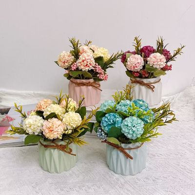 अच्छी कीमत कृत्रिम फूलों का थोक बिक्री, हॉर्टेंजिया के बर्तन, लिविंग रूम और डाइनिंग रूम के लिए सजावटी सामान, कृत्रिम फूल, हरे पौधे, बर्तन और टेबल सजावट ऑनलाइन
