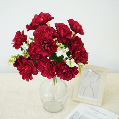 अच्छी कीमत 5 पियोनी और क्रिसैंथेम कृत्रिम रेशम के फूल, पियोनी कृत्रिम फूल, हाथ से पकड़े जाने वाले गुलदस्ते, शादी के फूलों की व्यवस्था, मेज की सजावट के लिए फूलों के आभूषण ऑनलाइन