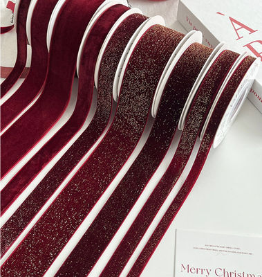 खरीदें हस्तनिर्मित पुष्प कला वर्ष उपहार पैकेजिंग और DIY परियोजनाओं के लिए मानव निर्मित लाल मखमली रिबन, फैब्रिक टेप सामग्री ऑनलाइन निर्माण