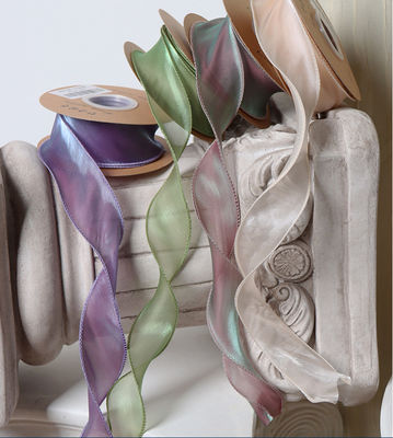 खरीदें हस्तनिर्मित DIY सामग्री काला धनुष रिबन और ताज़े फूलों के गुलदस्ते की पैकेजिंग के लिए मानव निर्मित रेशम बनावट वाली मछली की पूंछ वाली यार्न ऑनलाइन निर्माण