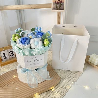 अच्छी कीमत ऊनी खरगोश कान गुलदस्ता हाथ से चलने वाली फूल व्यवस्था 20x35 सेमी जन्मदिन के लिए आदर्श जानवर या शिक्षक उपहार ऑनलाइन