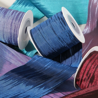 झुर्रियों और रंगीन पट्टा DIY धनुष बाल सहायक उपकरण हाथ से पकड़े जाने वाले फूल उपहार पैकेजिंग यूजीन यार्न पट्टा मोती रंग बदलते झुर्रियों पट्टा