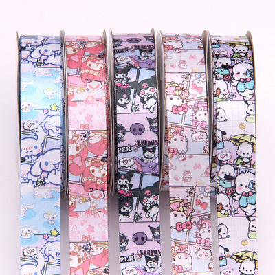 पॉलिएस्टर Sanrio कार्टून DIY शिल्प के लिए प्यारा पैटर्न रिबन परफेक्ट छात्र उपहार बॉक्स पैकेजिंग रिबन
