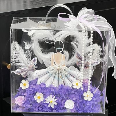 अच्छी कीमत एक्रिलिक हाथ से पकड़े जाने वाले फूलों के आरेखण बॉक्स, ताजा फूल गुलदस्ता, फूल कला पैकेजिंग बॉक्स, DIY सामग्री जलरोधक पारदर्शी प्रकाश लक्जरी स्मृति चिन्ह उपहार बॉक्स ऑनलाइन