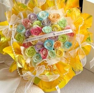 अच्छी कीमत कैंडी रंगीन क्रिस्टल ग्लास वाटरप्रूफ फ्लोरल फ्लावर रैपिंग पेपर पार्टी के लिए 57*57 सेमी ऑनलाइन