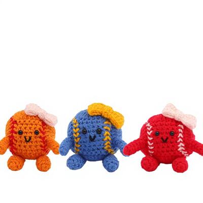 अच्छी कीमत थोक गर्म बिक्री खेल बेसबॉल हस्तनिर्मित हुक Amigurumi गुड़िया सजावट के लिए गहने छुट्टी उपहार ऑनलाइन