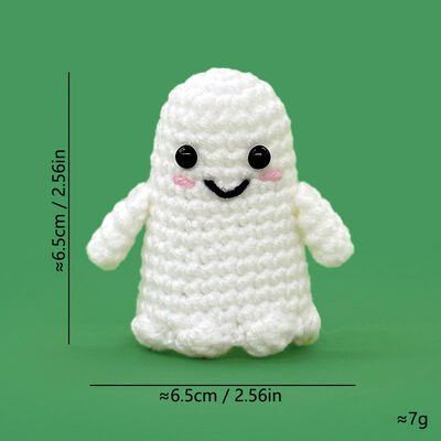 अच्छी कीमत थोक OEM कस्टम हेलोवीन Crochet भूत गुड़िया हस्तनिर्मित बुना सकारात्मक भूत Amigurumi Witch Hat के साथ और मजेदार संदेश कार्ड ऑनलाइन
