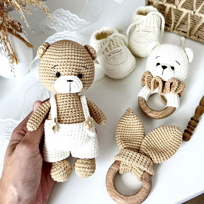 अच्छी कीमत नई Amigurumi बच्चों के धन्यवाद उपहार सेट सुपर नरम प्लश पीपी कपास भरा हुआ Crochet प्यारा भालू ऊन सामग्री ऑनलाइन