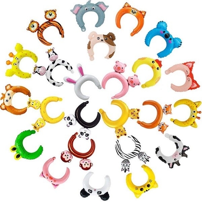 अच्छी कीमत 24pcs बच्चे कार्टून Inflatable पशु हेडबैंड पन्नी गुब्बारे OEM ऑनलाइन